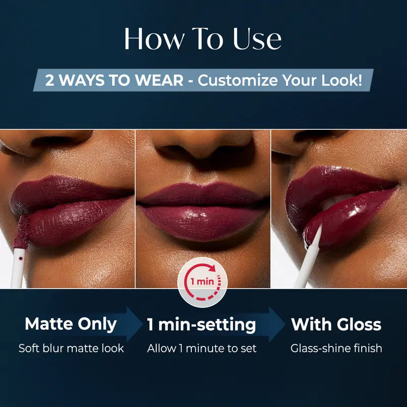 Perfect Twin Lip - Dual-Ended Matte Liquid Lipstick & Clear Gloss
